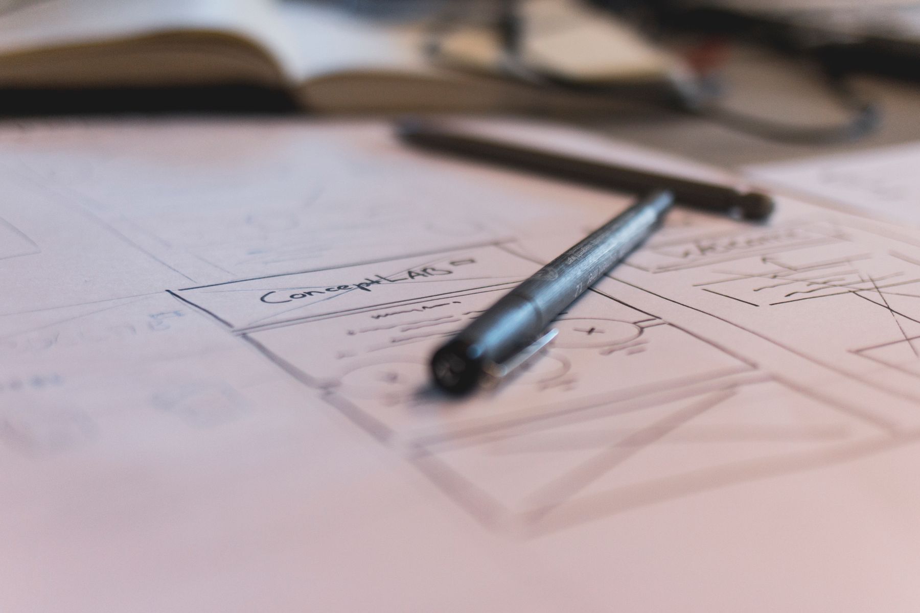 Product development sketches and notes