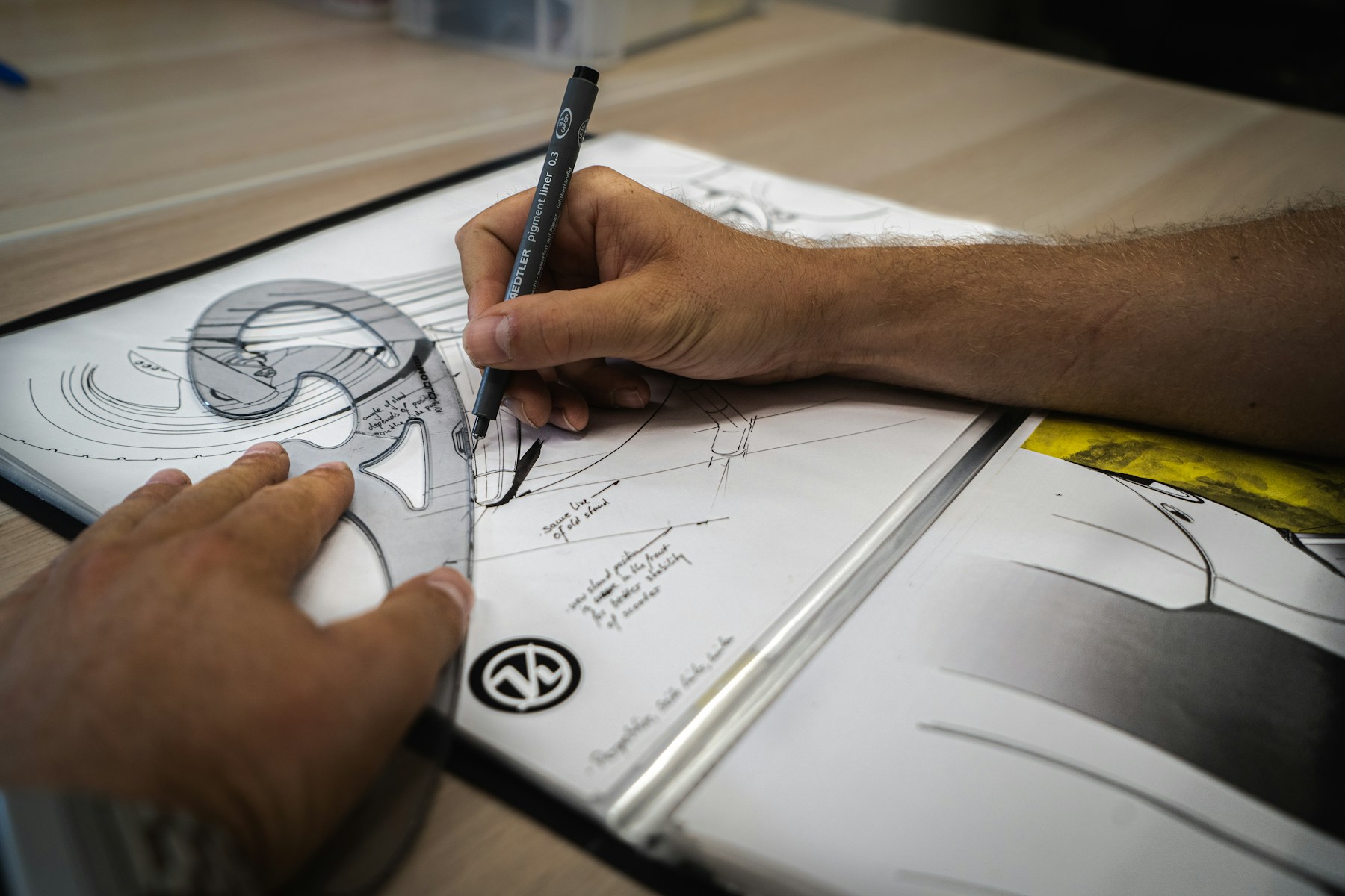 Product designer developing a concept