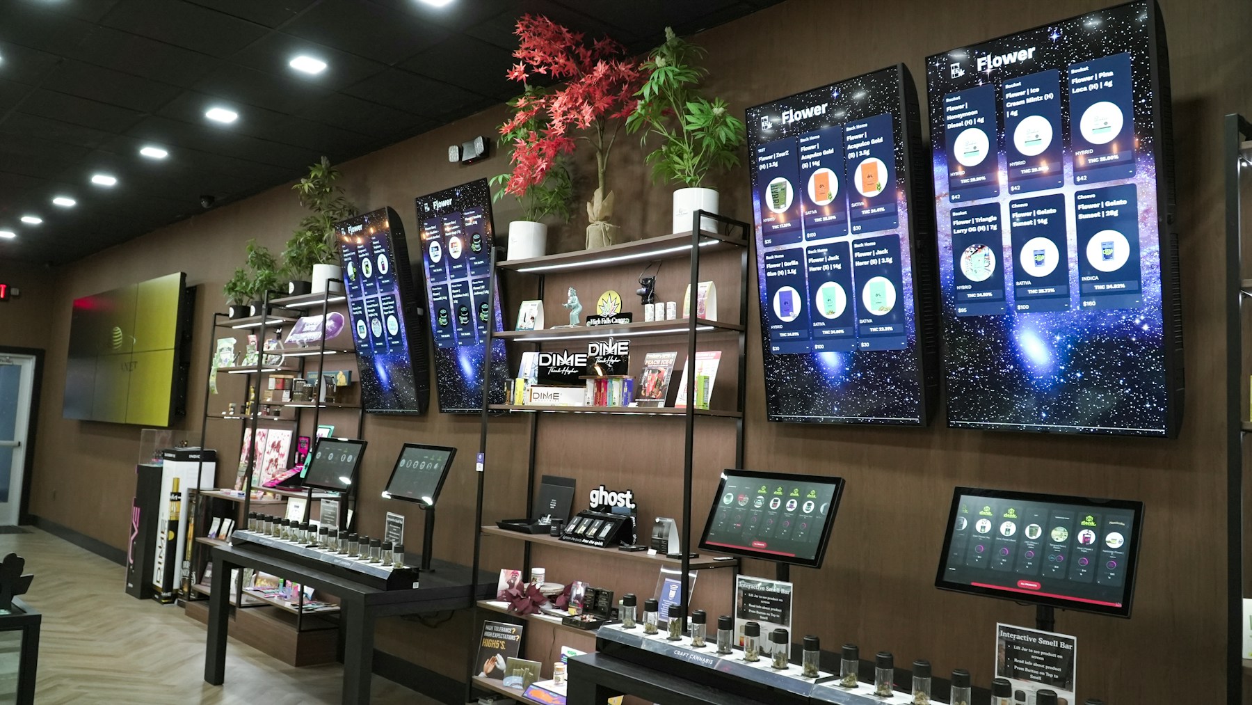 Modern retail display with integrated digital screens